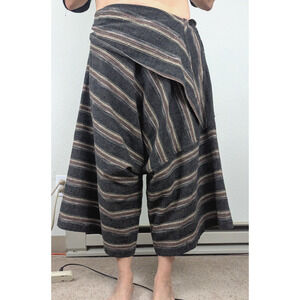 Vintage 80's Issey Miyake sz 9 Wide Leg Crop Pants drop crotch brush label 2786